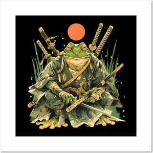 samurai frog Posters and Art